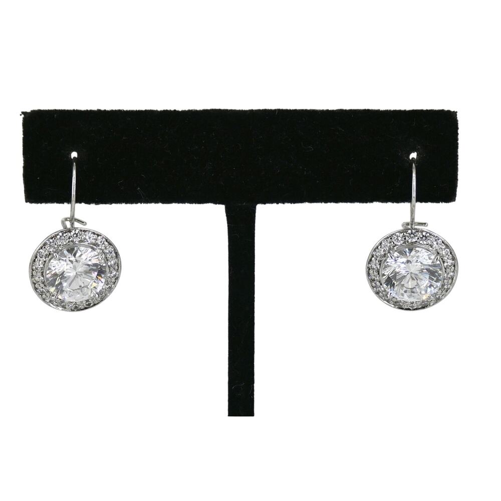 Fantasia by DeSerio Round Cubic Zirconia Elegant Drop Earrings With Box - Picture 4 of 11